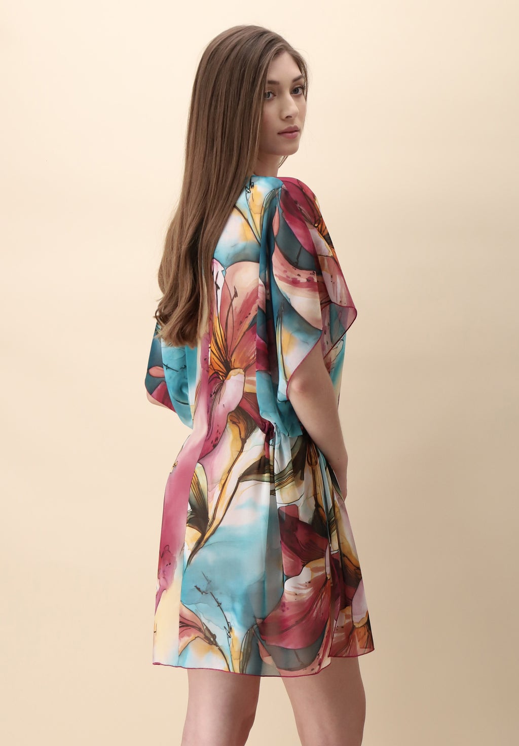 Caftano in Voile Lilies Print