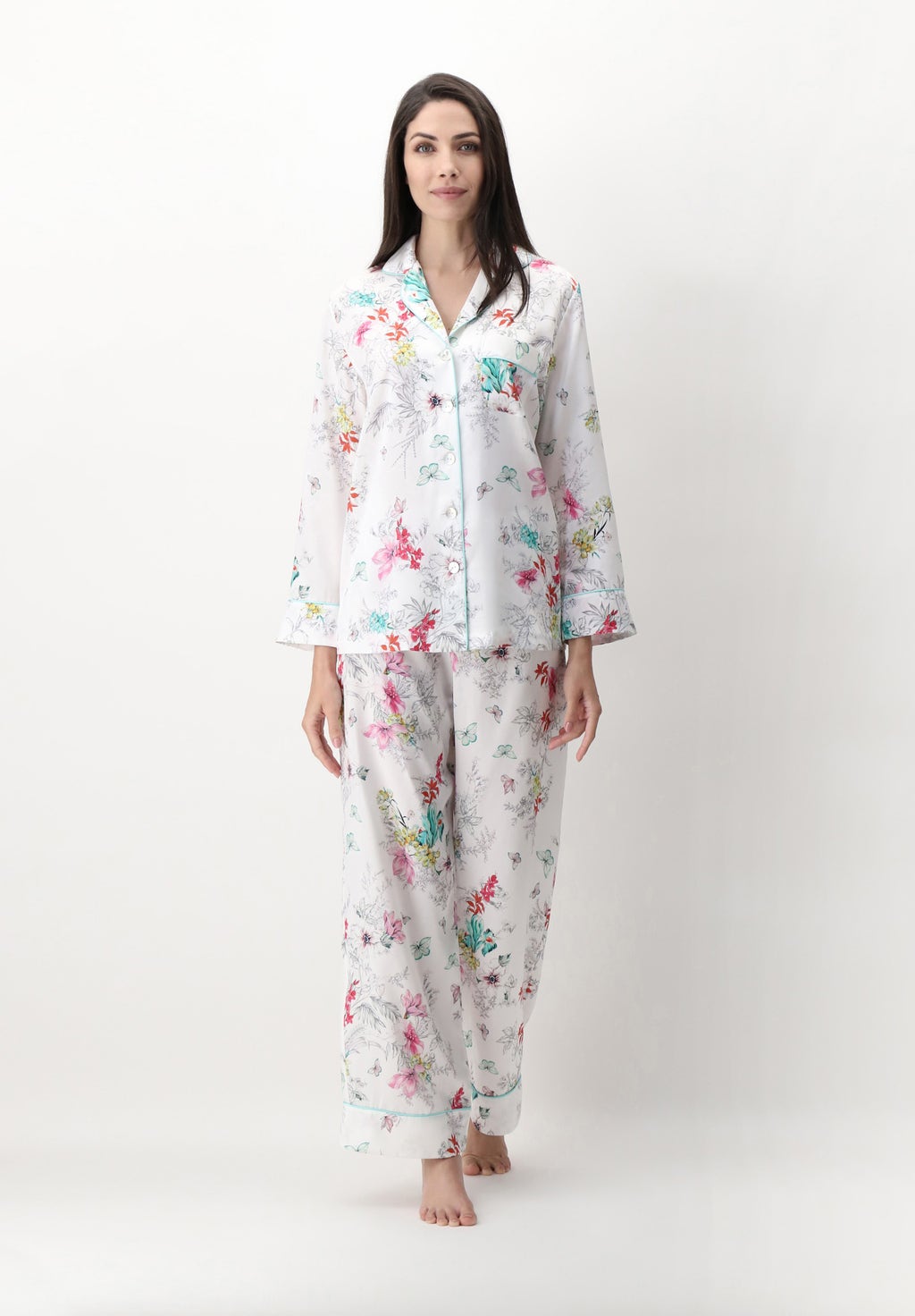 Silk Open Pyjamas Floral Garden